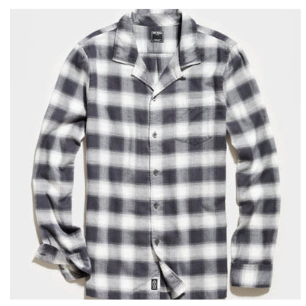 Todd Snyder black/white/grey checkered Flannel - Large
